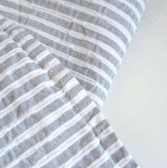 INUP Home Portugal Farmhouse Grey White Puckered Striped King Pillow Sham Set - Picture 11 of 15